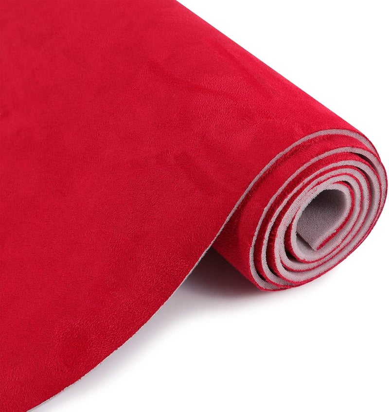 otoez Suede Headliner Fabric 1/8" Foam Backing 60" x 72" Automotive Suede Headliner Material for Car Boat Ceiling Interior Home DIY Replacement Repair - Red - Image 1